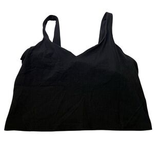 Lululemon Ribbed Black Sports Bra Size 10 Medium Support V Neck Top